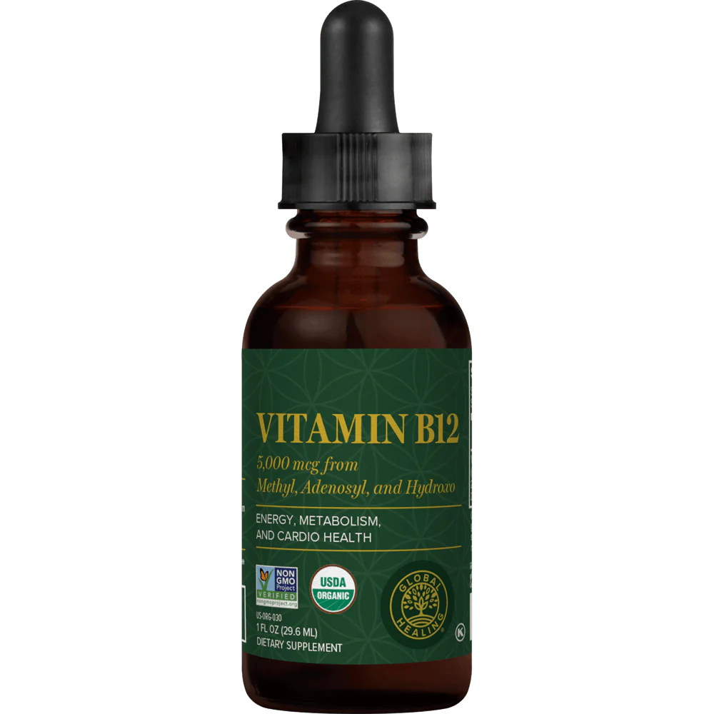 Global Healing 5000 mcg Organic Vitamin B12 Liquid Drops, 1 Oz
